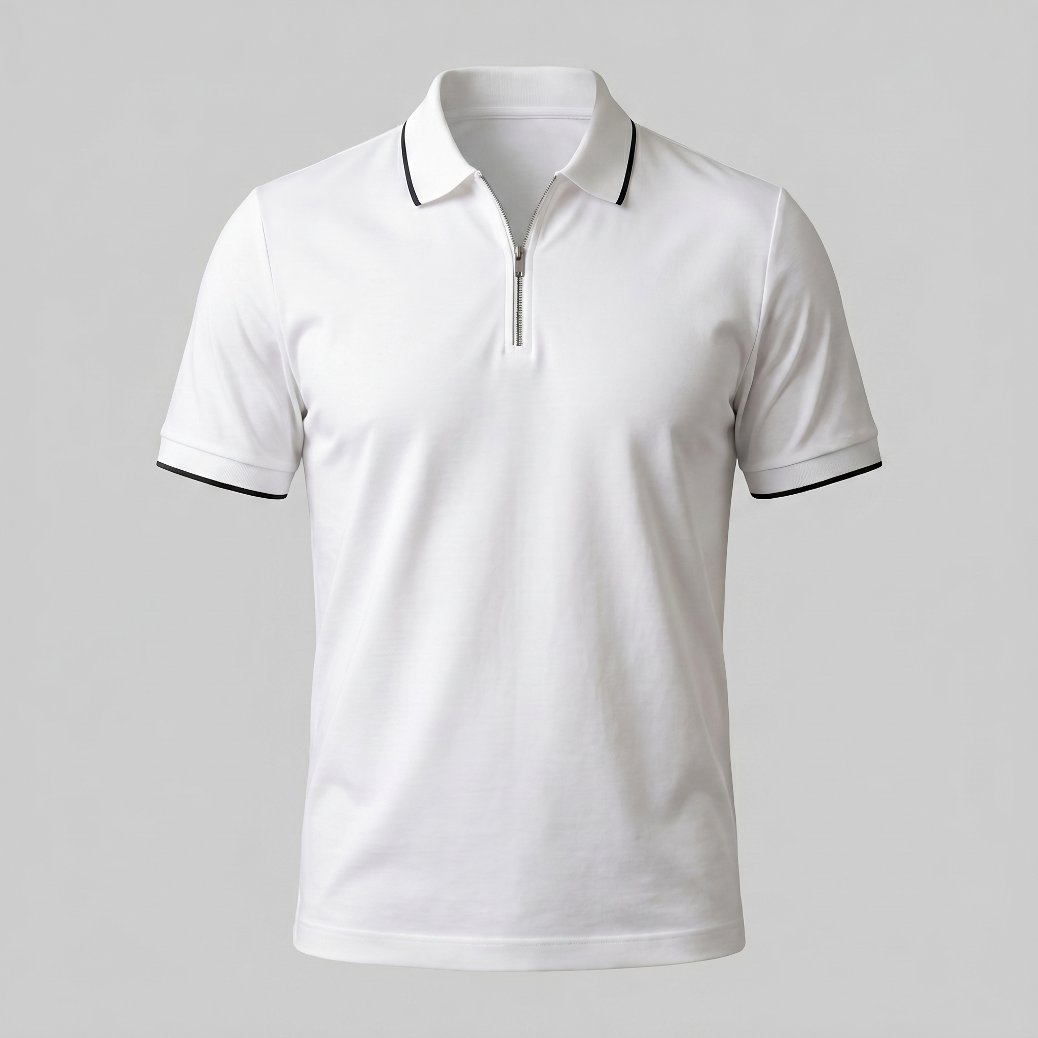 Men's Short Sleeve Polo Shirt with Zip Casual