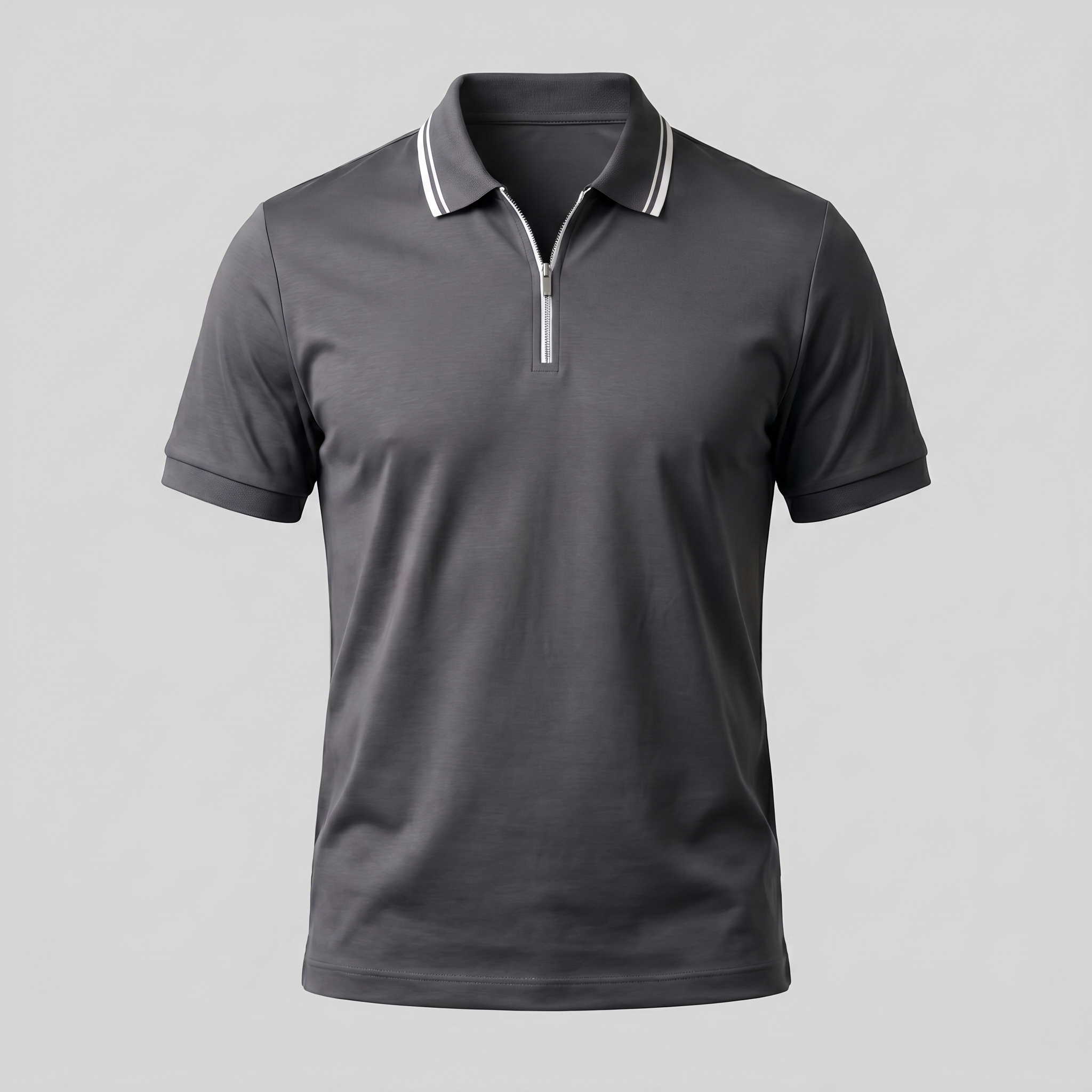 Men's Short Sleeve Polo Shirt with Zip Casual