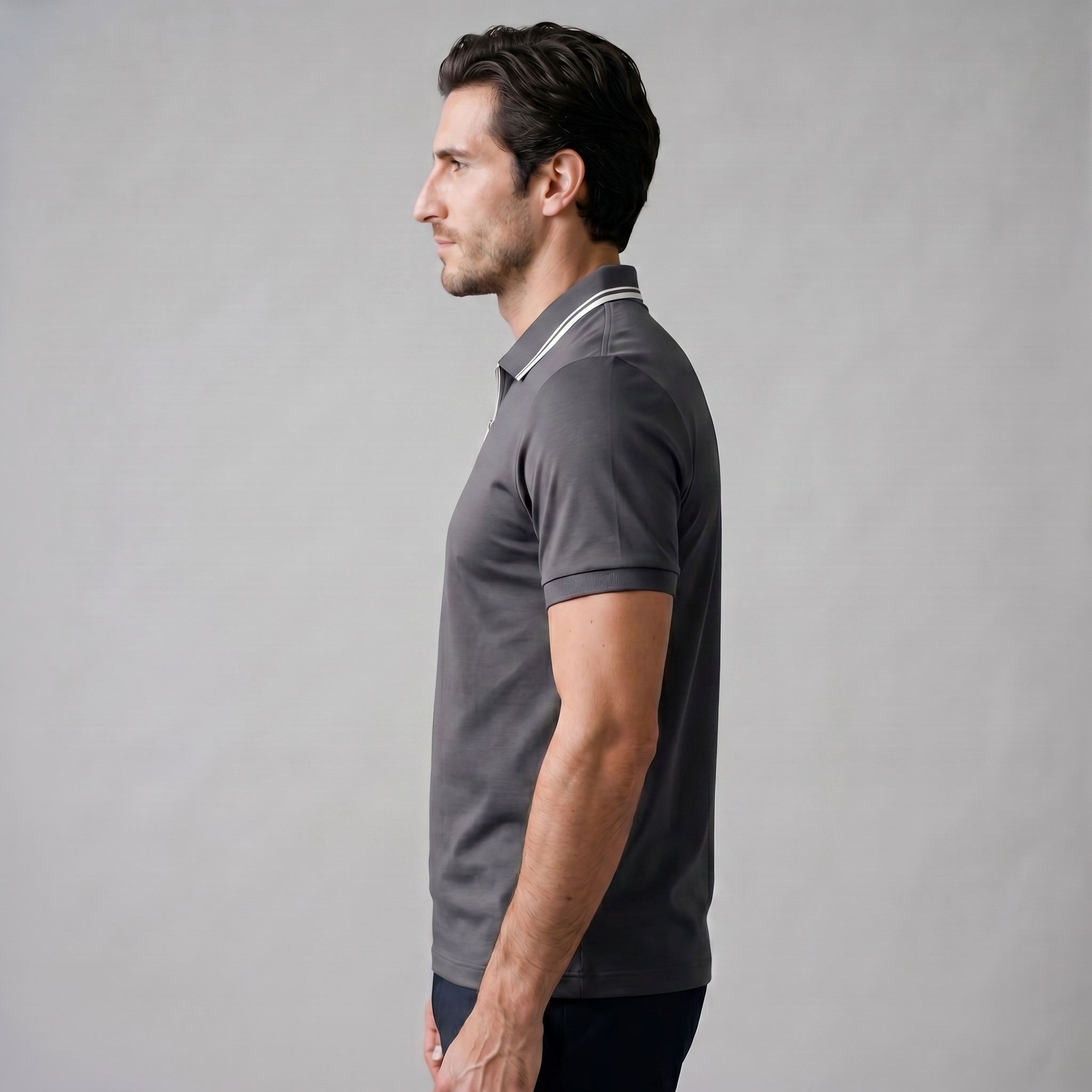 Men's Short Sleeve Polo Shirt with Zip Casual