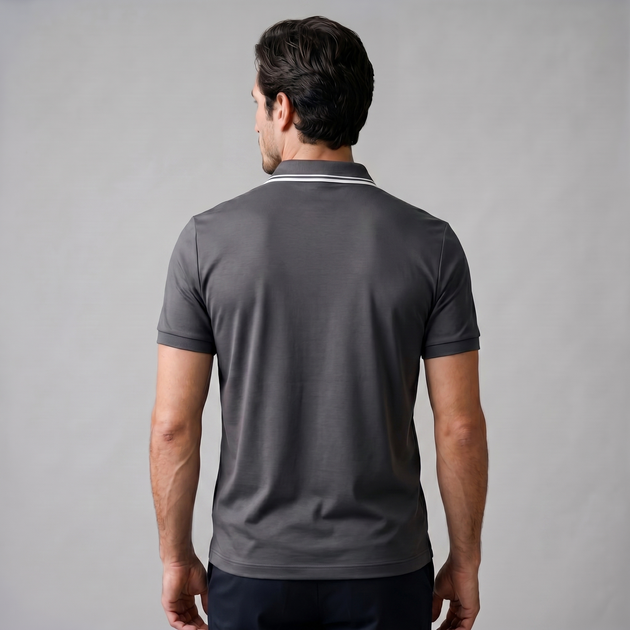 Men's Short Sleeve Polo Shirt with Zip Casual