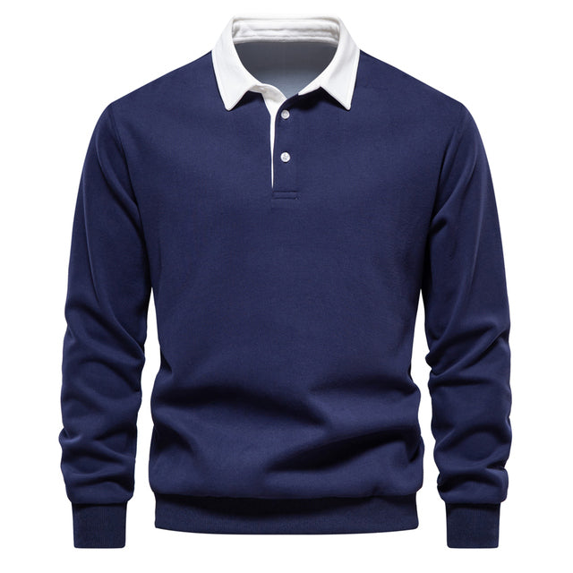 Men's Long Sleeve Slim Fit Casual Polo Shirt