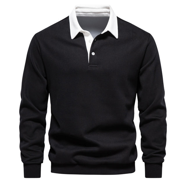 Men's Long Sleeve Slim Fit Casual Polo Shirt
