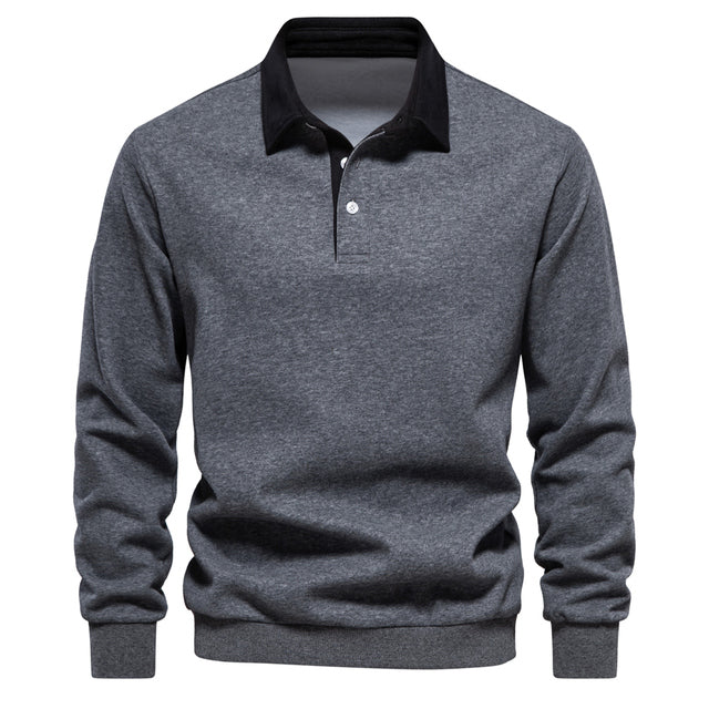 Men's Long Sleeve Slim Fit Casual Polo Shirt