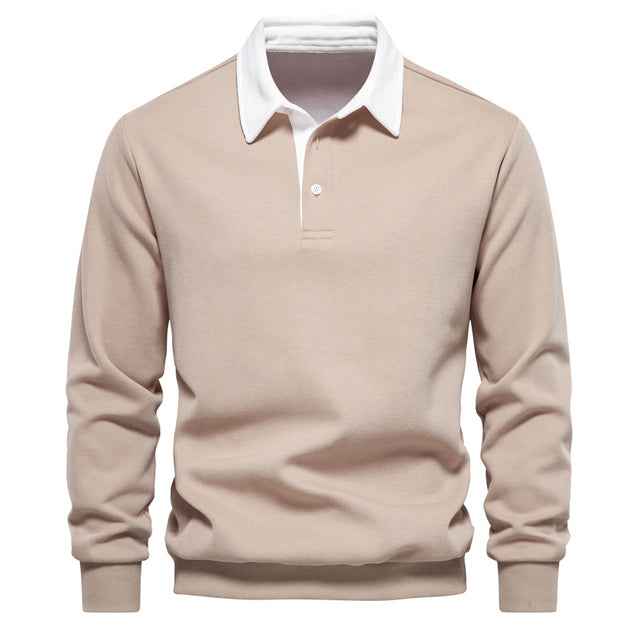 Men's Long Sleeve Slim Fit Casual Polo Shirt