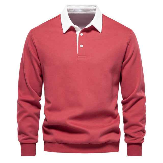 Men's Long Sleeve Slim Fit Casual Polo Shirt
