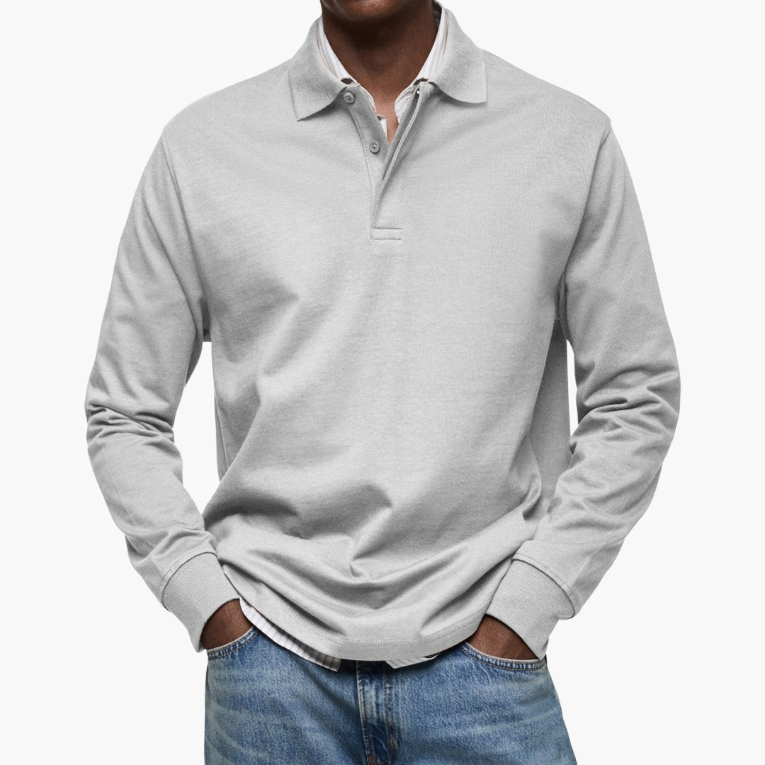 Men's Long Sleeve Polo Shirt with Cotton Blend