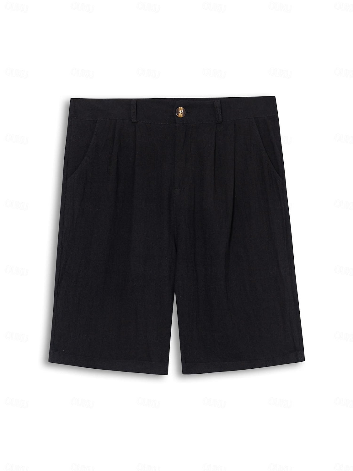 Men's Linen Look Shorts with Pleats