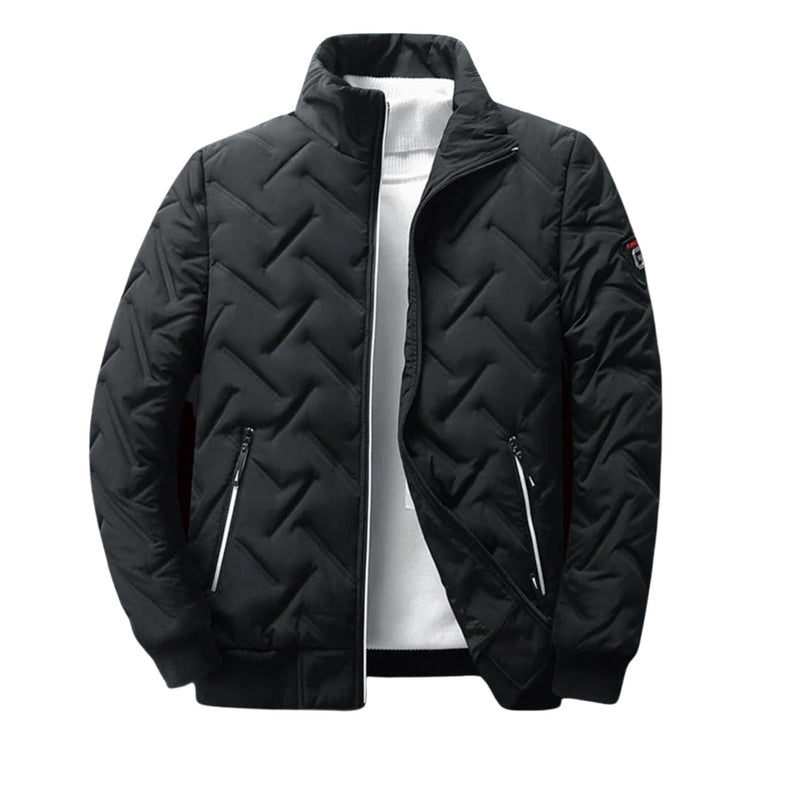 Puffer Jacket for Men with Geometric Design and Lightweight Filling