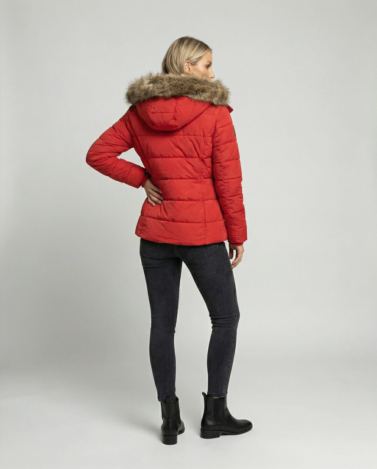 Women's Hooded Puffer Jacket with Fleece Lining for Winter