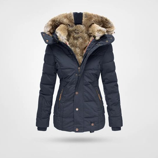 Women's Hooded Puffer Jacket with Fleece Lining for Winter