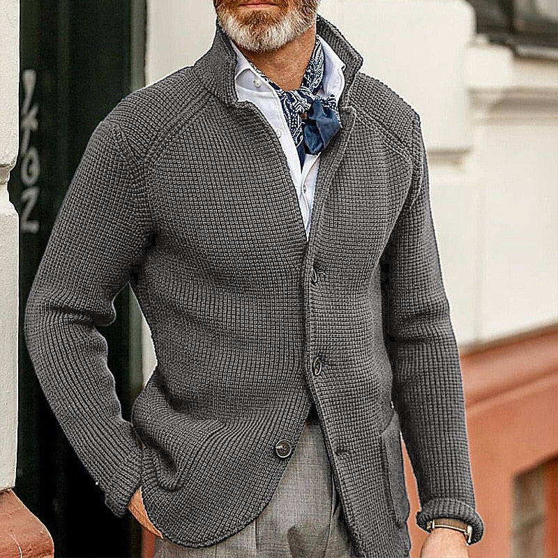 Sinclair | Textured Stand-Collar Knit Cardigan