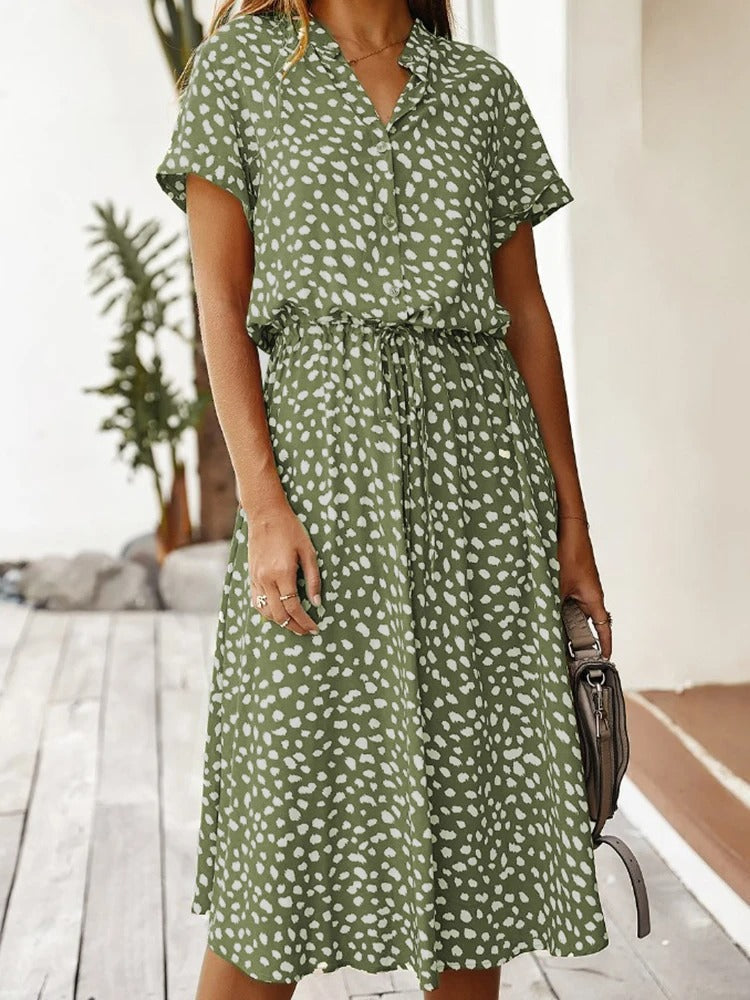 Nomi – Women’s Midi Dress with Adjustable Waist and Summer Print