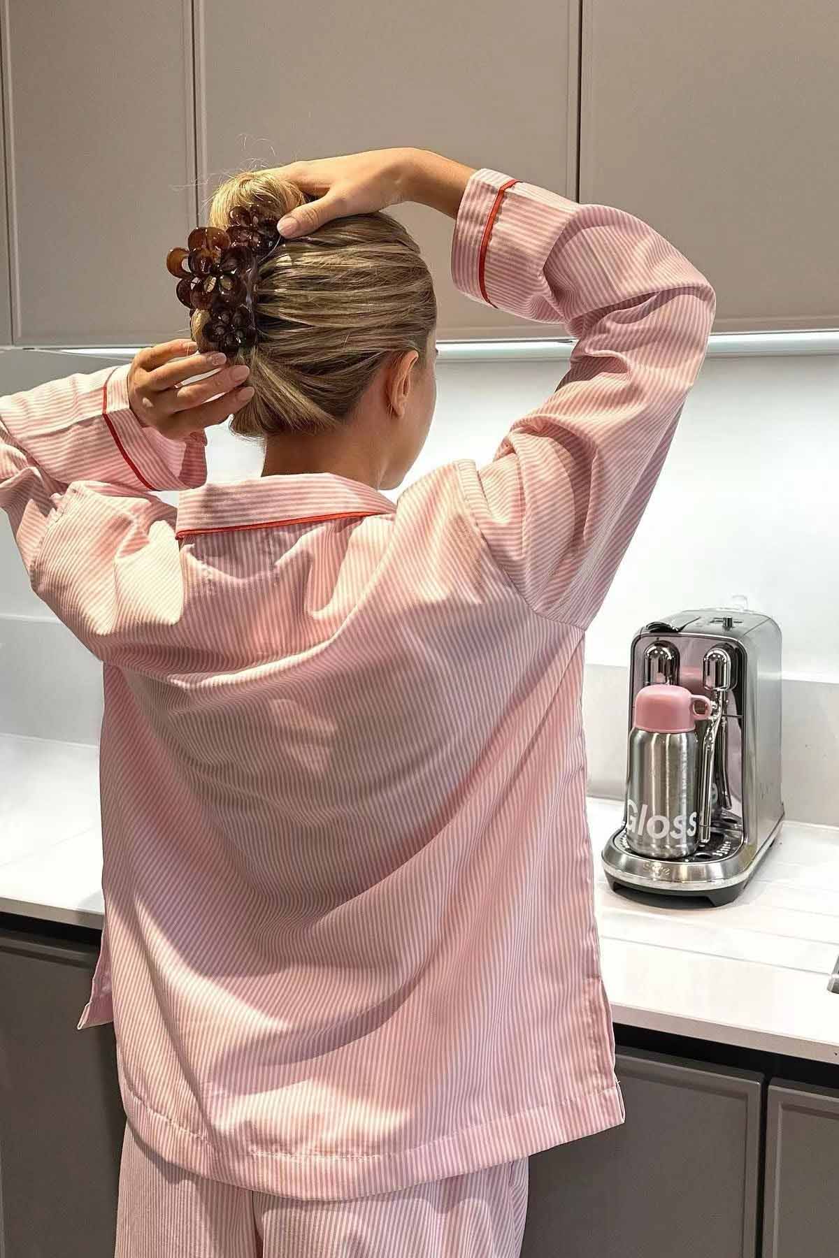 Ladies' Pyjama Set Two-Piece Heart Buttons Elastic Waist