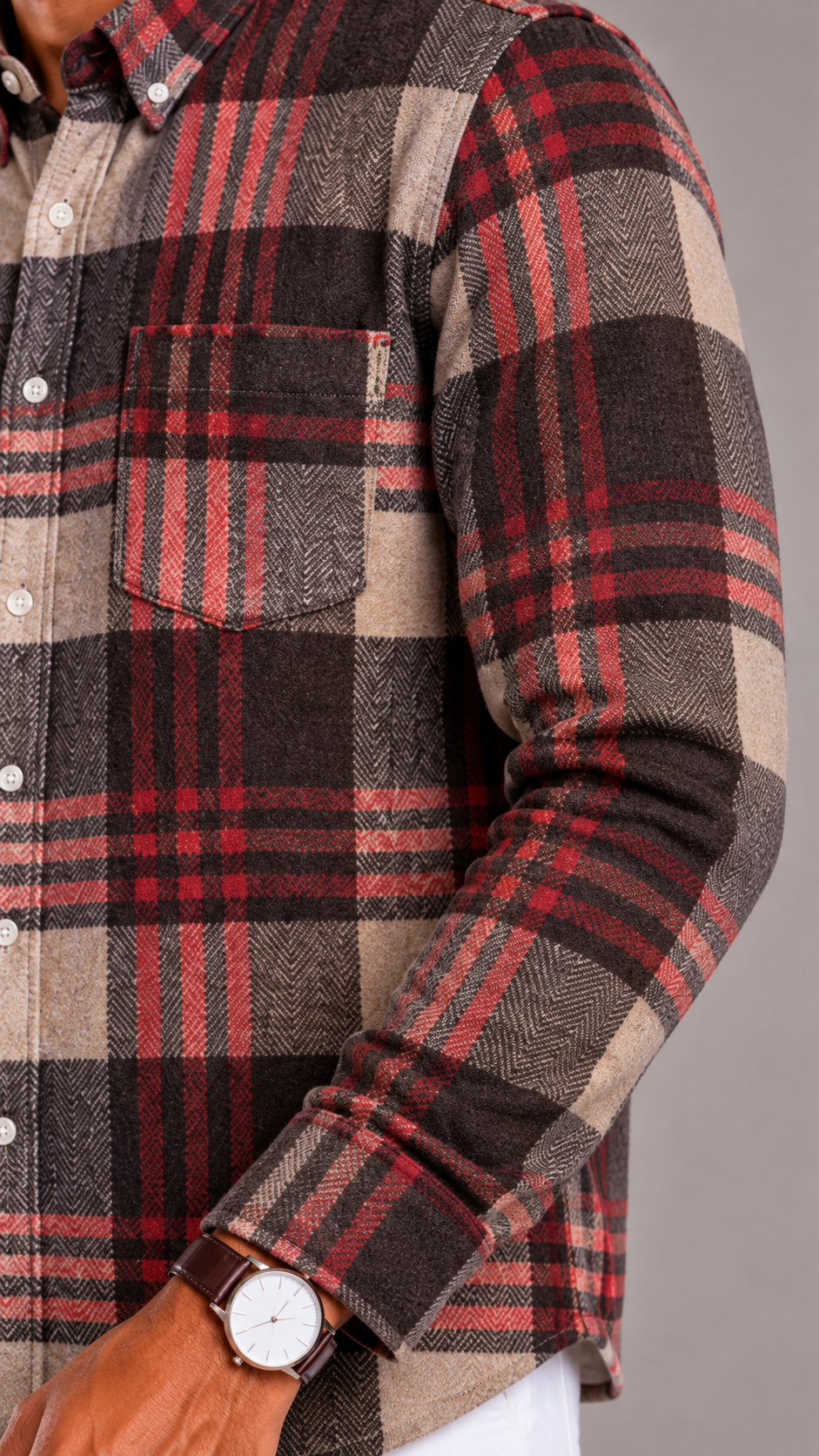Men's Checked Flannel Shirt in Cotton