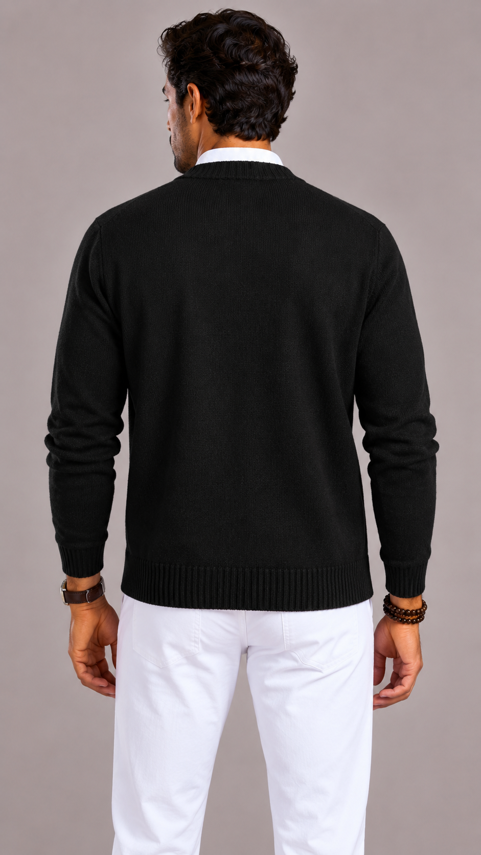 Men's Cable Knit Cardigan with V-Neck and Button Closure