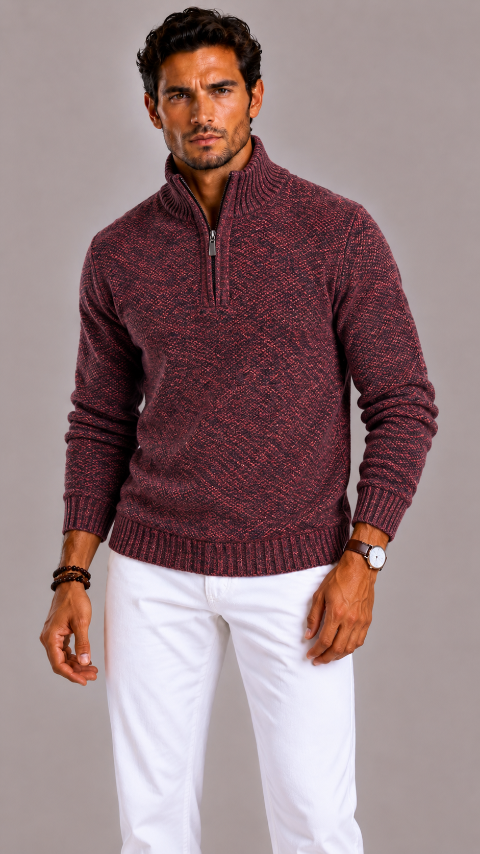 Men's Heavy Fleece Jumper with Regular Fit and Round Neck