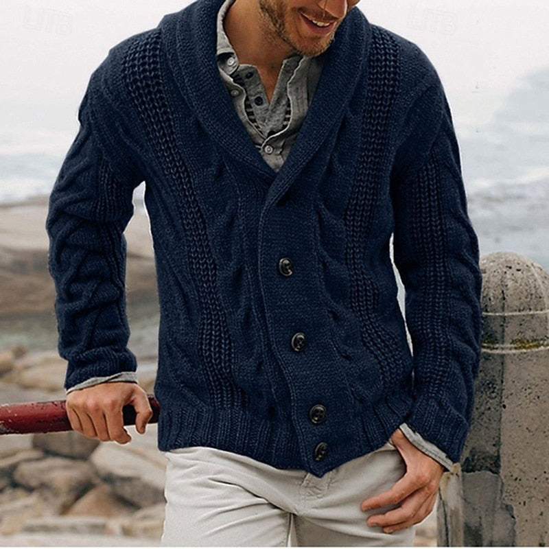 Garrick | Button-Up Cardigan with Shawl Collar