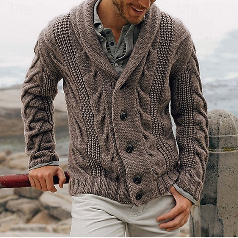 Garrick | Button-Up Cardigan with Shawl Collar