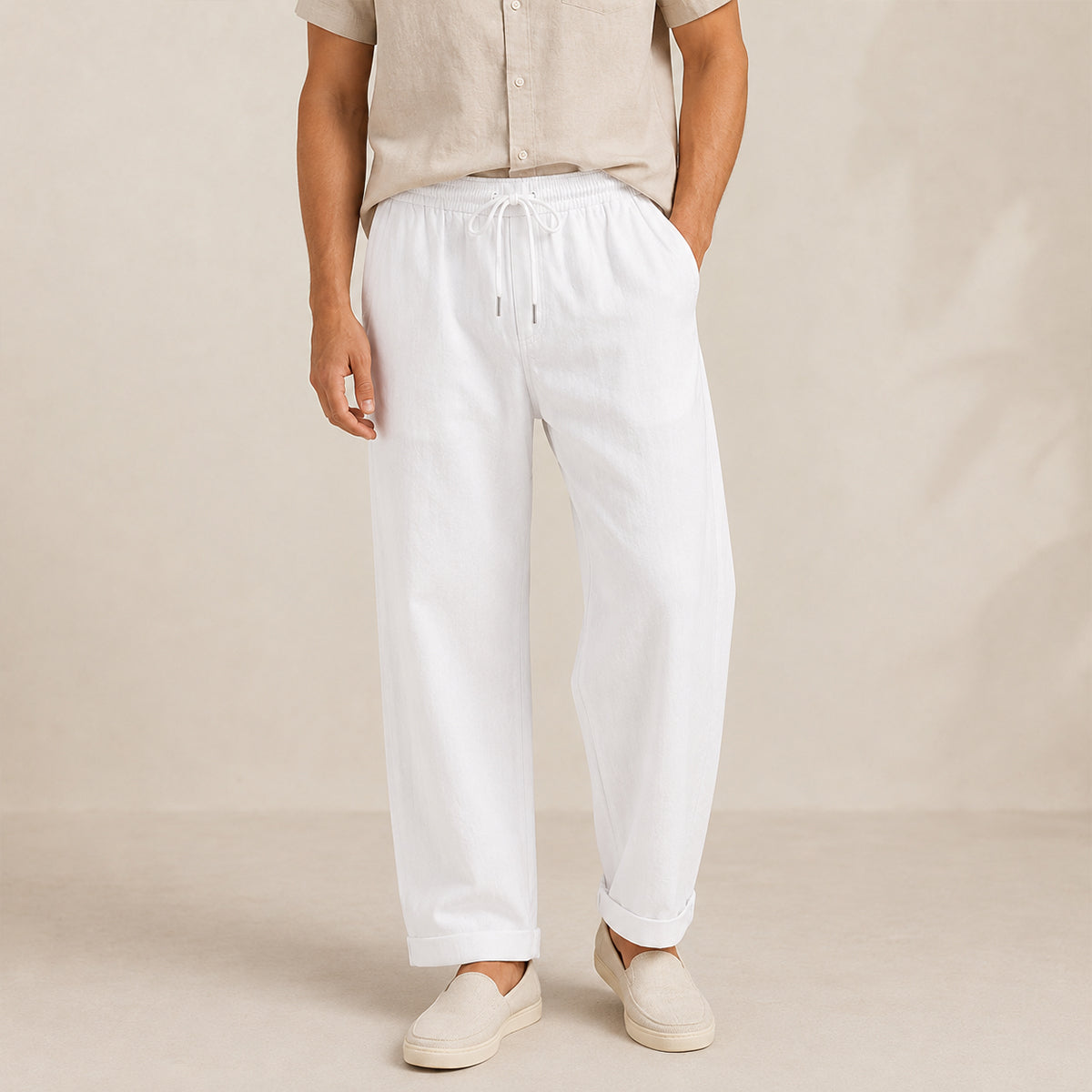 The Maple Ridge Men’s Cotton Linen Wide Leg Trousers