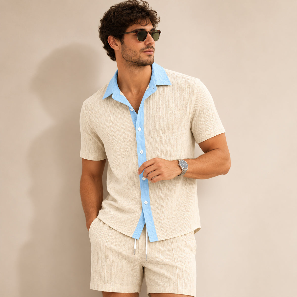The Fairview Men’s Breathable Short Sleeve Shirt & Shorts Set