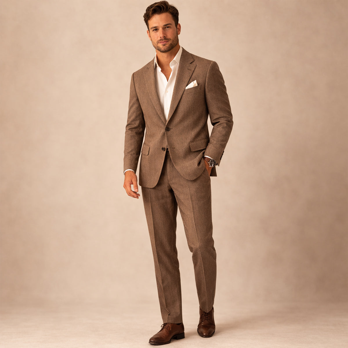 The Brookstone Ridge Men’s Classic Linen Wedding Suit – 2 Piece Single Breasted Set