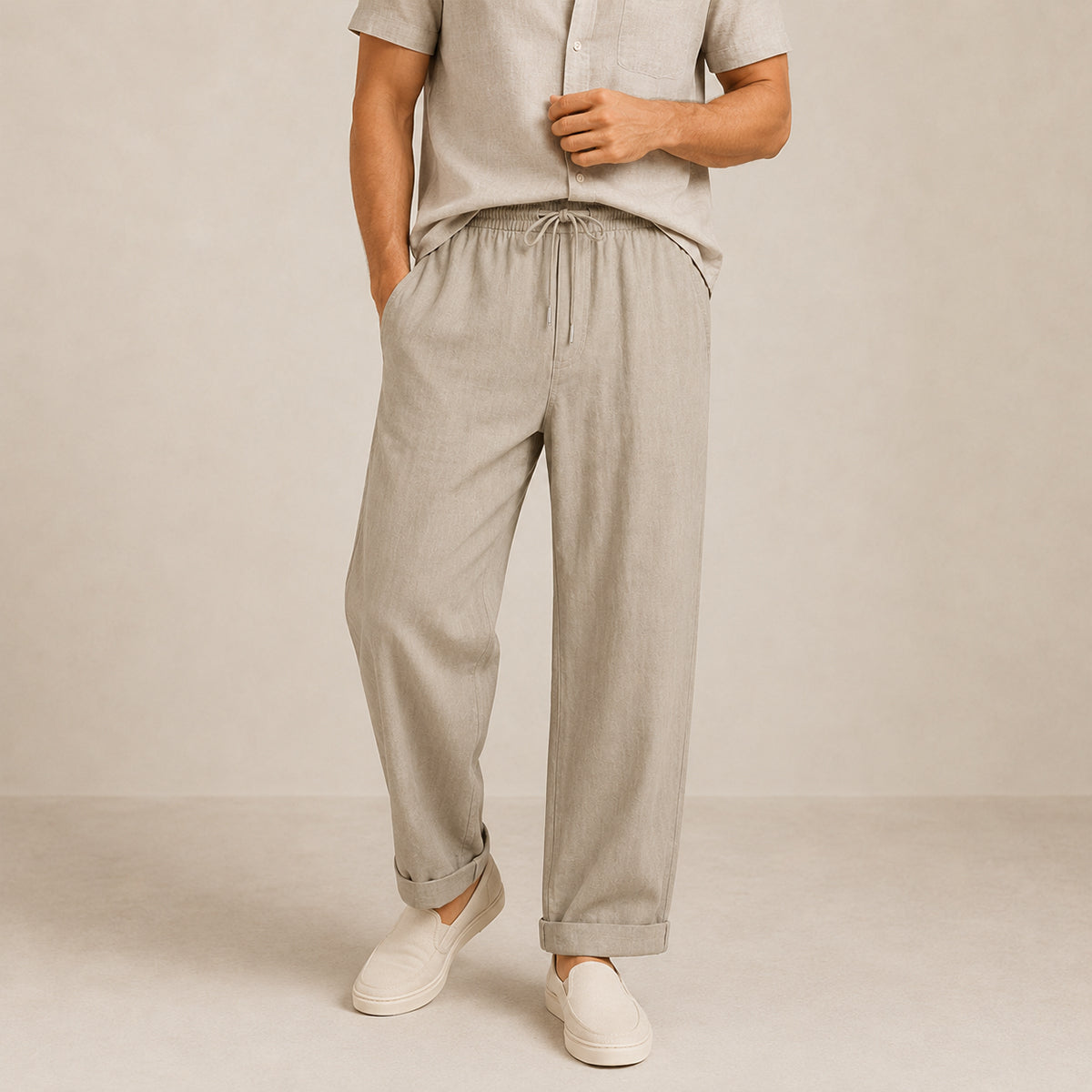 The Maple Ridge Men’s Cotton Linen Wide Leg Trousers