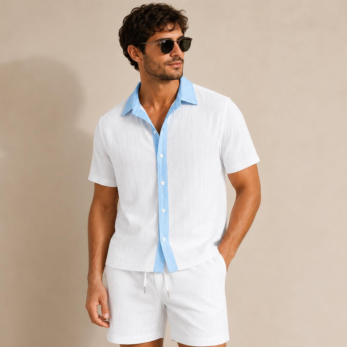 The Fairview Men’s Breathable Short Sleeve Shirt & Shorts Set