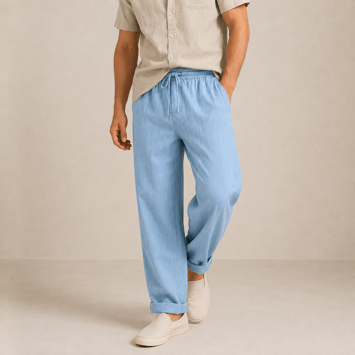 The Maple Ridge Men’s Cotton Linen Wide Leg Trousers