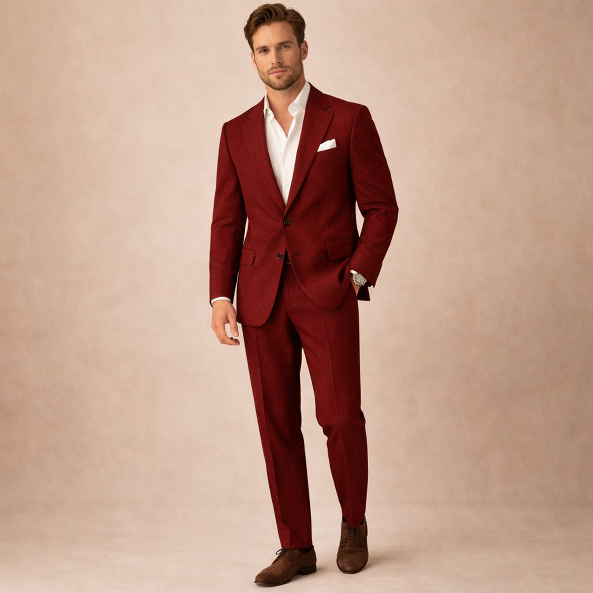 The Brookstone Ridge Men’s Classic Linen Wedding Suit – 2 Piece Single Breasted Set