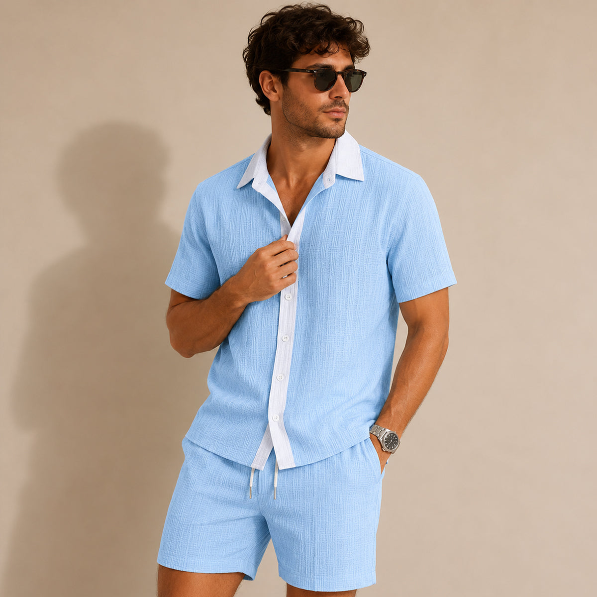 The Fairview Men’s Breathable Short Sleeve Shirt & Shorts Set