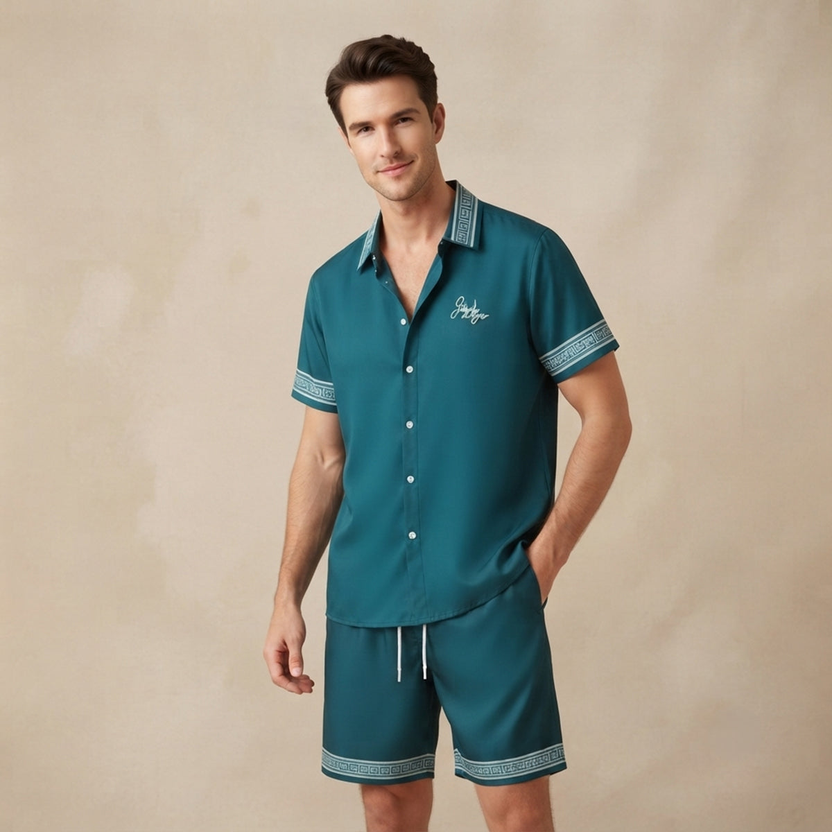 The Stonehill Men’s Retro Print Set – Shirt & Short