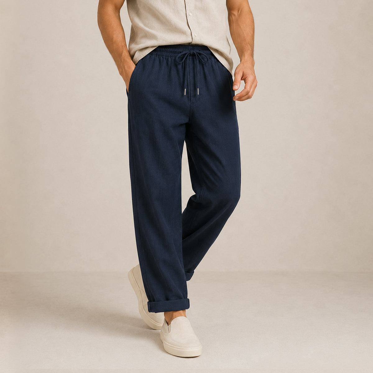 The Maple Ridge Men’s Cotton Linen Wide Leg Trousers