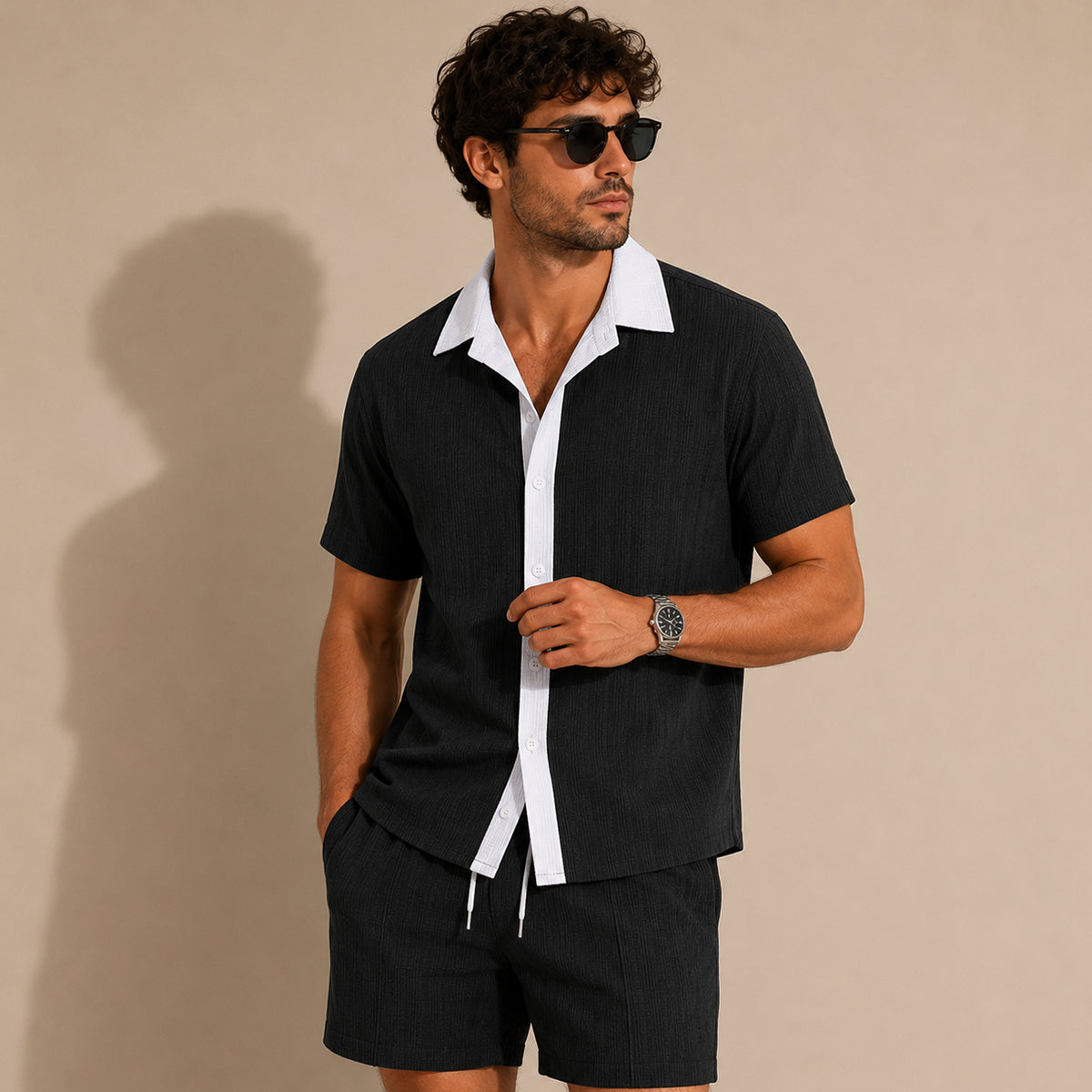 The Fairview Men’s Breathable Short Sleeve Shirt & Shorts Set
