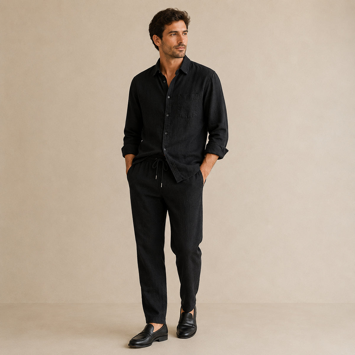 The Monferrato Men’s Linen Shirt and Trousers Set – Casual Two Piece Outfit
