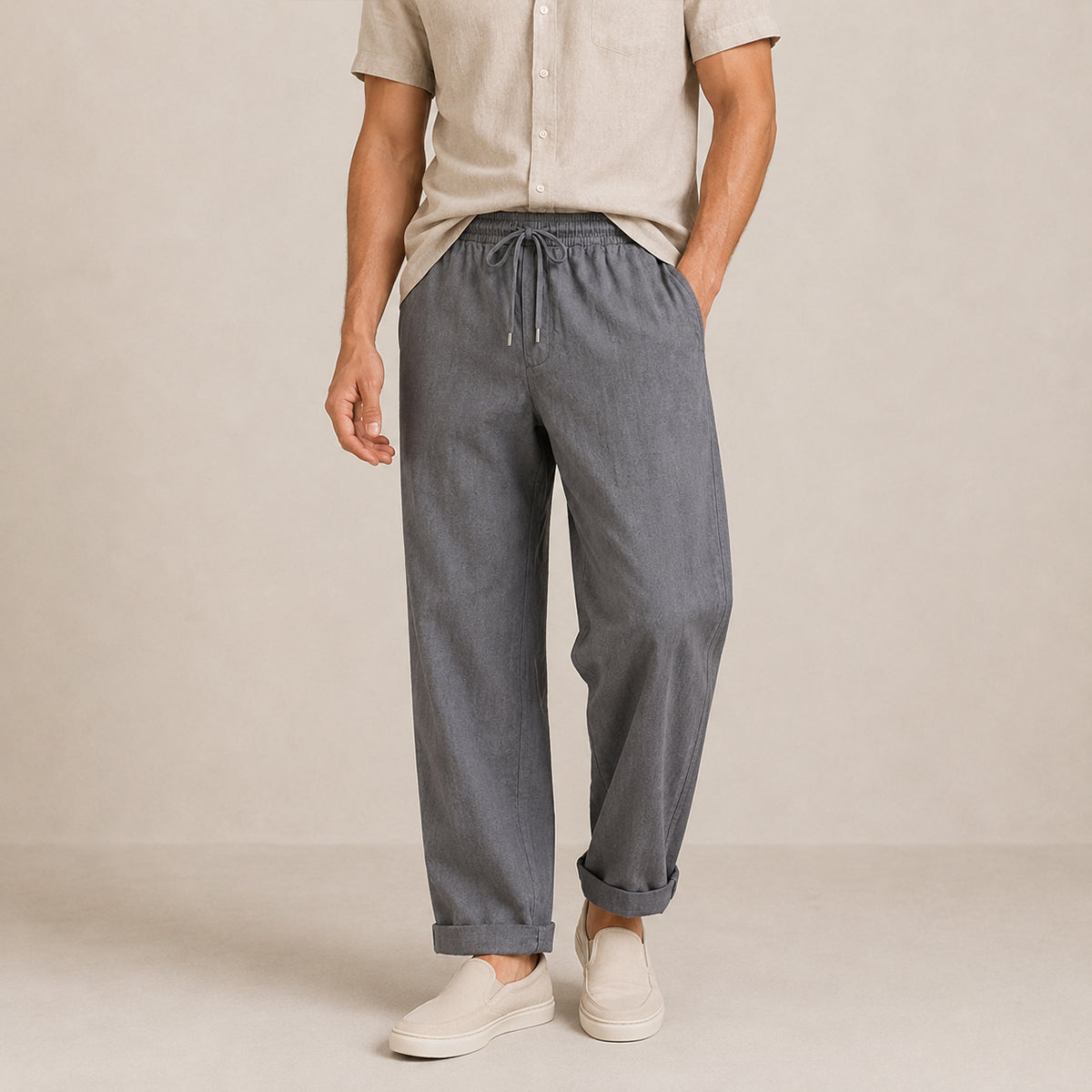 The Maple Ridge Men’s Cotton Linen Wide Leg Trousers