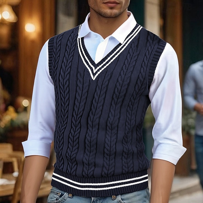 Percy | V-Neck Sweater Vest with Cable Knit Design