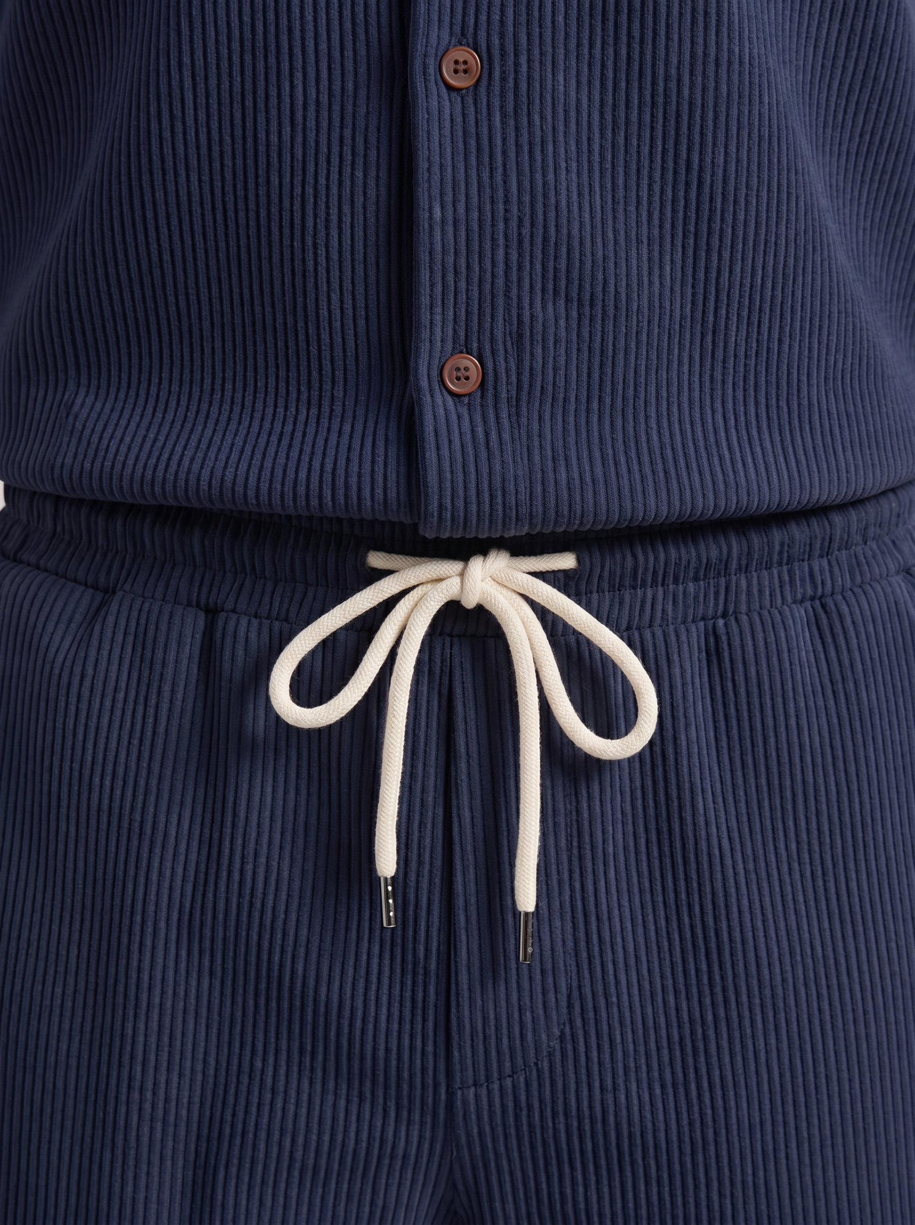 Shirt Shorts Set Heren Ribgebreide Streep Casual