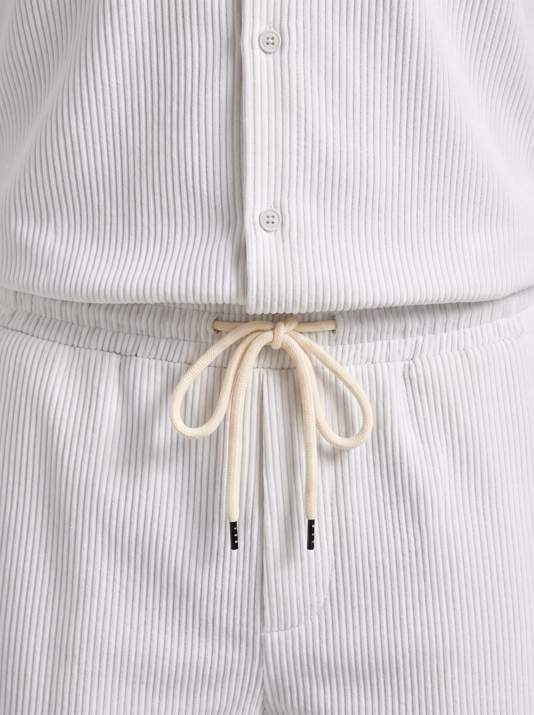 Shirt Shorts Set Heren Ribgebreide Streep Casual