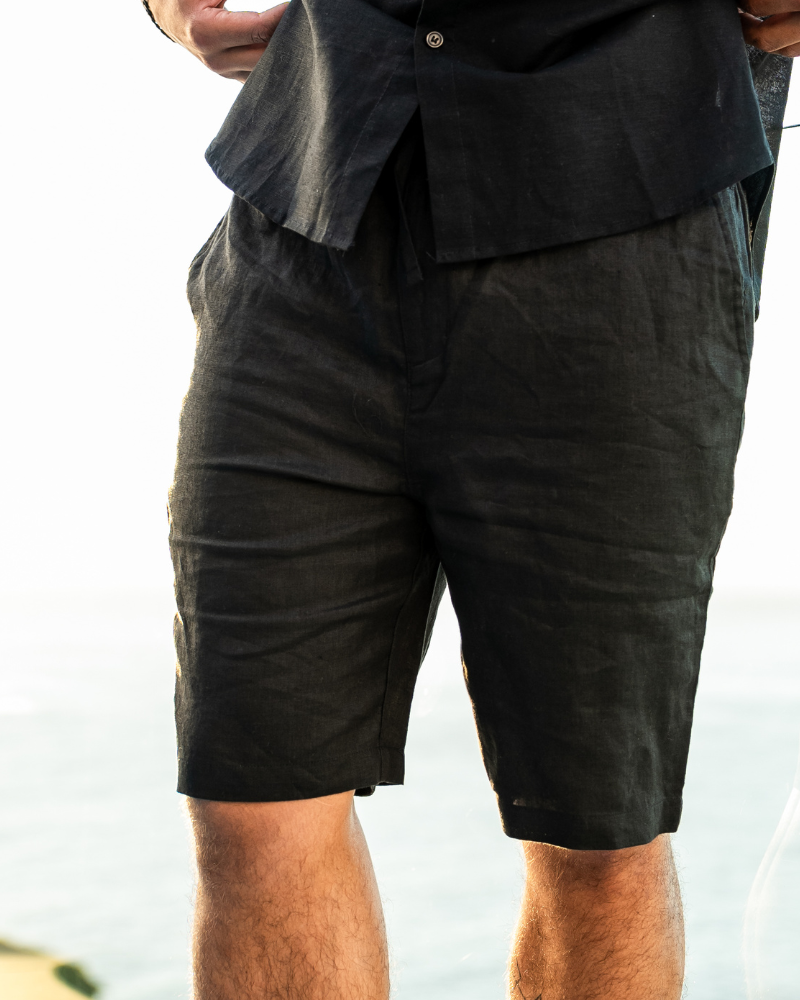 Men's Linen Shorts Straight Fit Summer Casual
