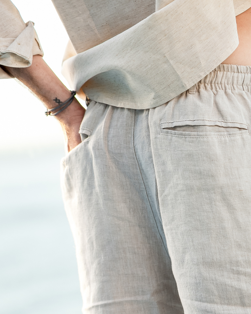 Men's Linen Shorts Straight Fit Summer Casual