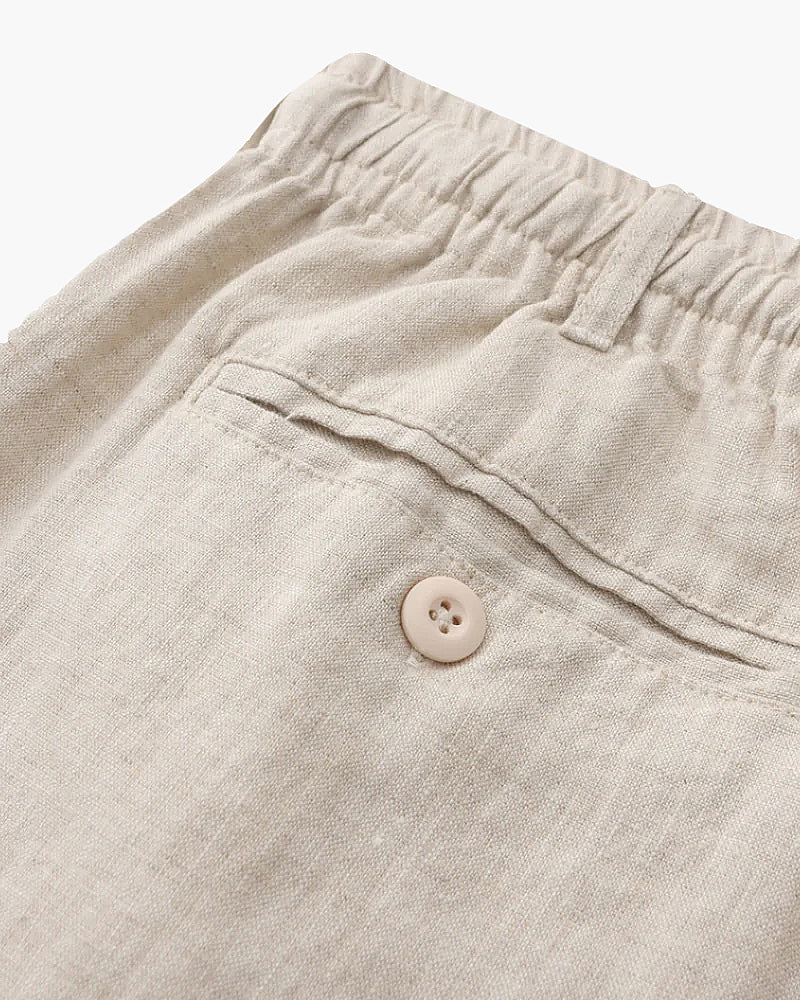 Men's Linen Shorts Straight Fit Summer Casual
