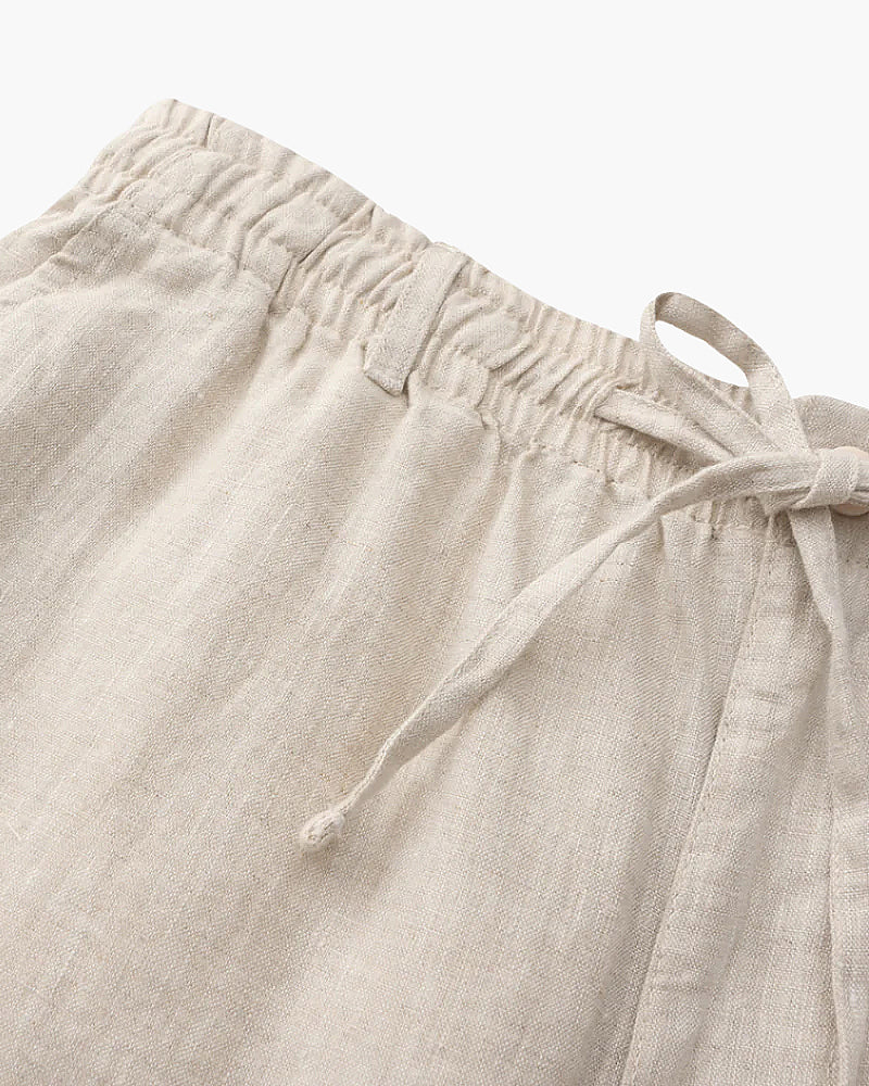 Men's Linen Shorts Straight Fit Summer Casual
