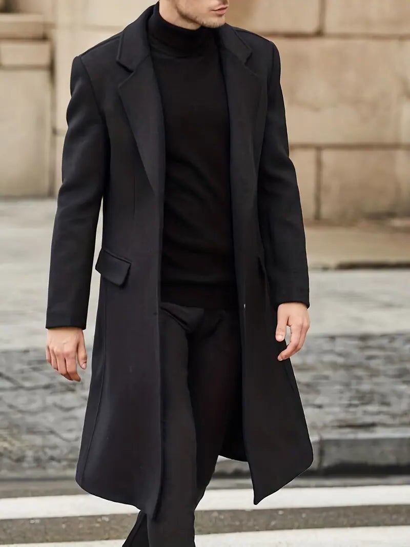 Men's Slim Fit Trench Coat with Notch Lapel
