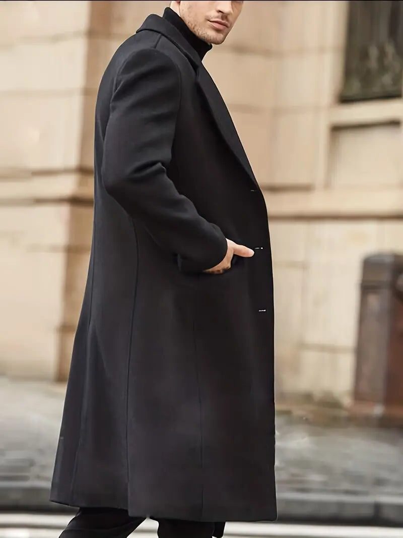 Men's Slim Fit Trench Coat with Notch Lapel