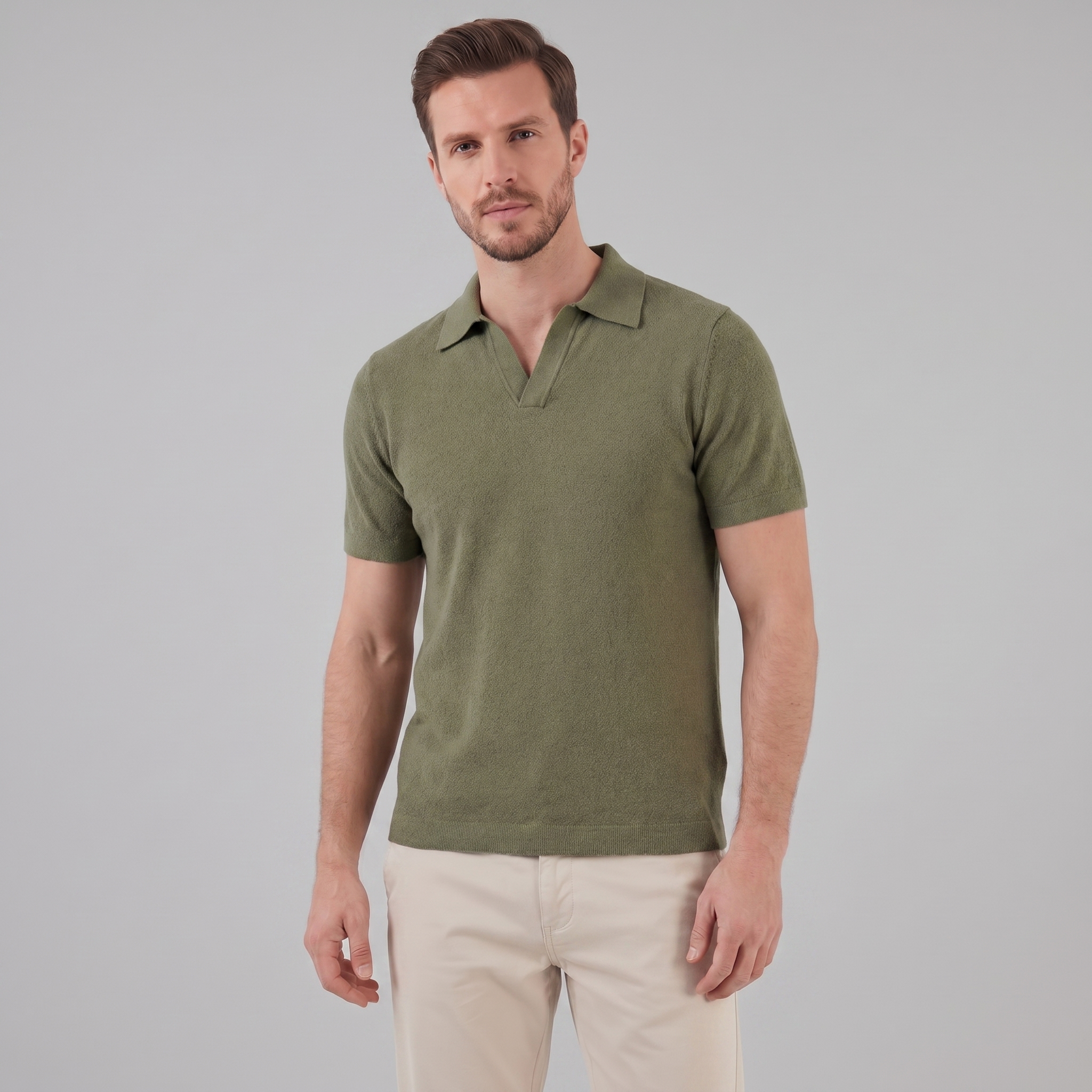 Smart Casual Men's V-Neck Polo Summer Lightweight