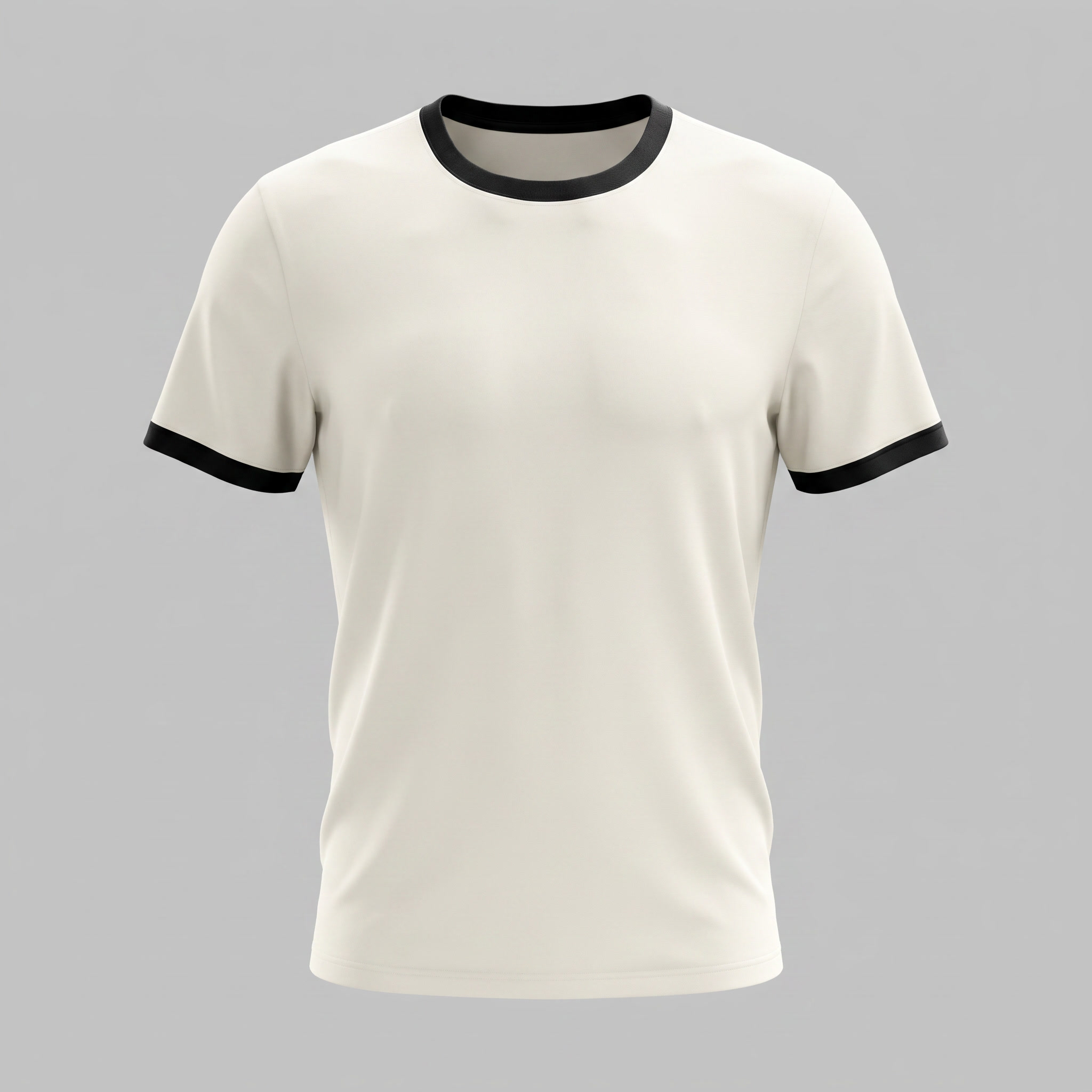 Smart Casual T-Shirt Men's Contrast Trim Crew Neck