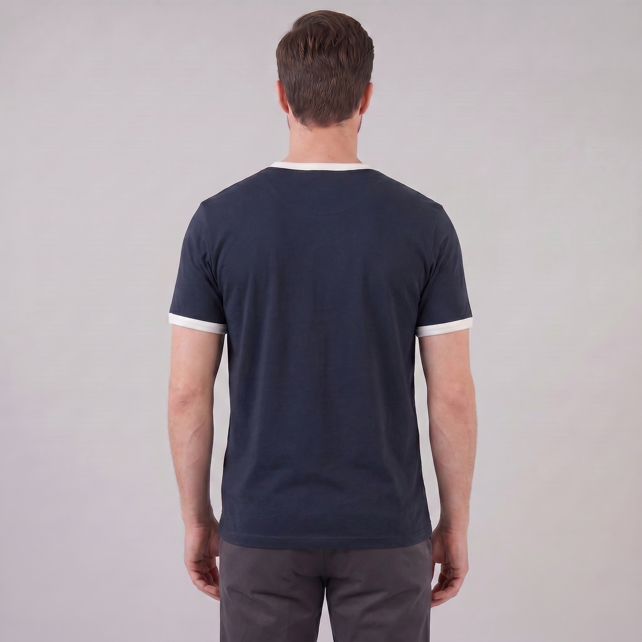 Smart Casual T-Shirt Men's Contrast Trim Crew Neck