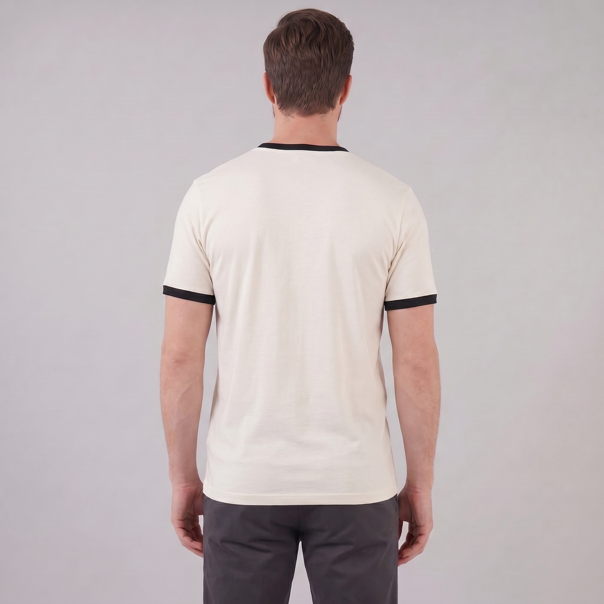 Smart Casual T-Shirt Men's Contrast Trim Crew Neck