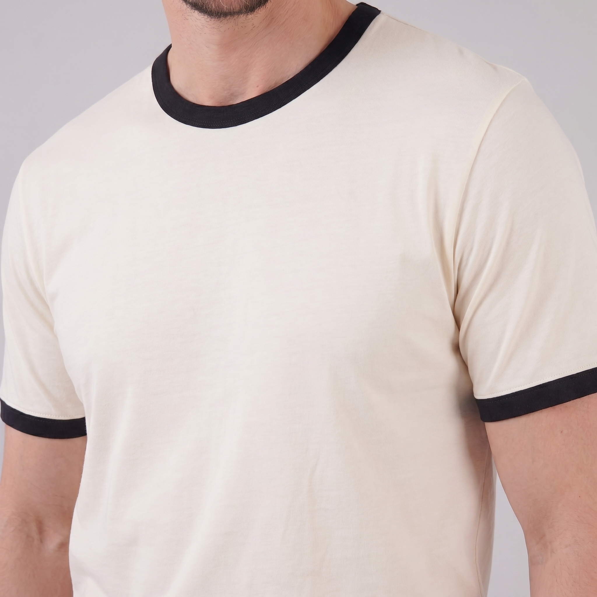 Smart Casual T-Shirt Men's Contrast Trim Crew Neck