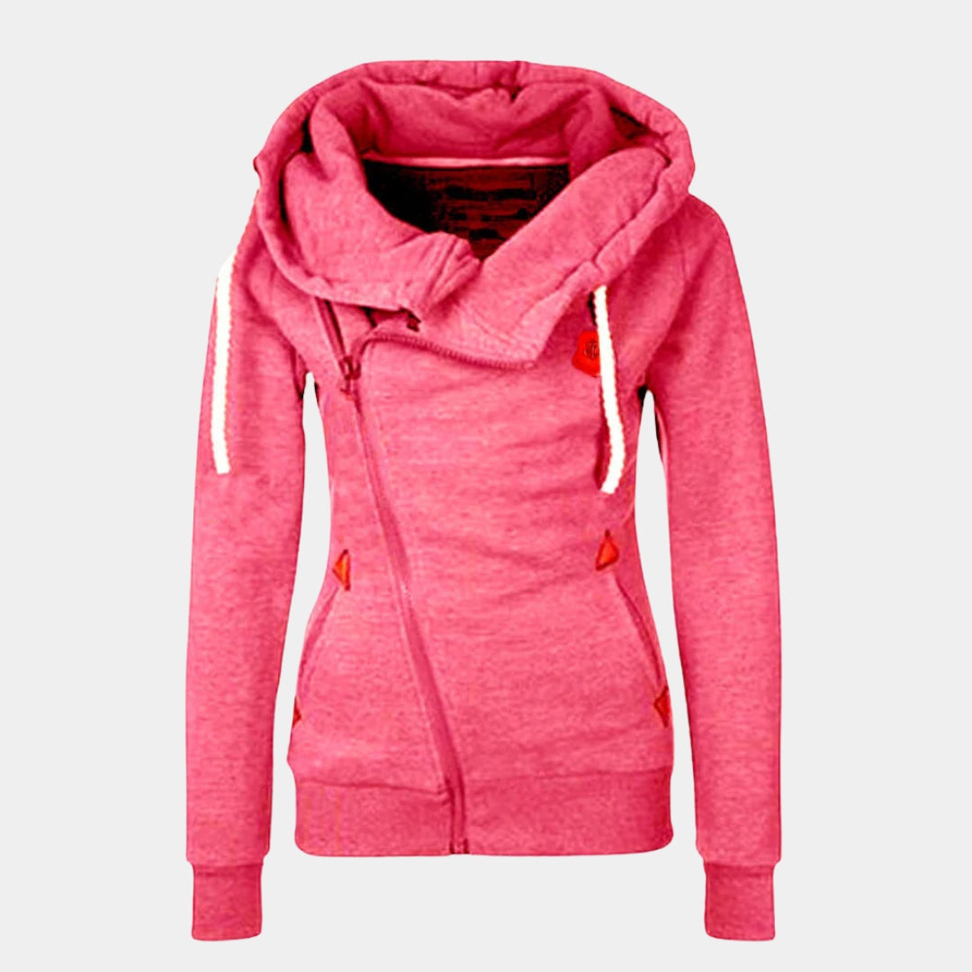 Sporty Jacket for Women with Asymmetrical Hood